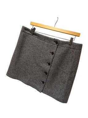 J.Crew NWT Womens Brown & Ivory Herringbone Wool Mini Skirt Size 14 Button Front